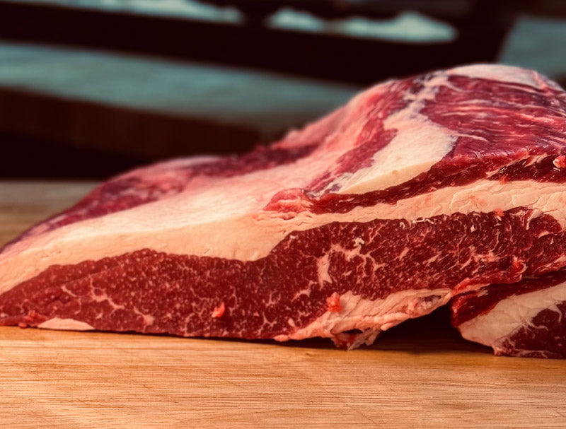 Close up of brisket in our butcher shop