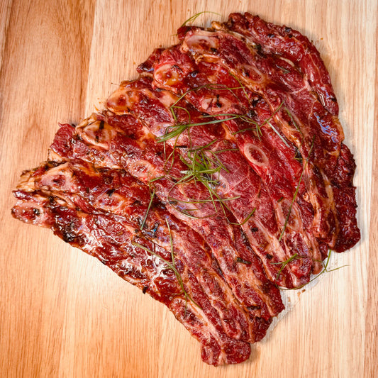 Korean Marinated Short Ribs on Butcher block